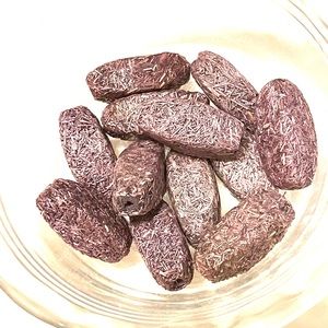 Lot of 12 Fiber like Purple Barrel Beads